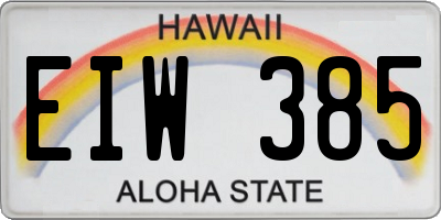 HI license plate EIW385