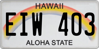 HI license plate EIW403