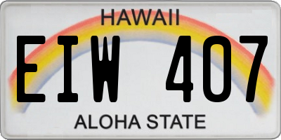 HI license plate EIW407