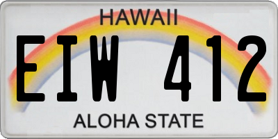HI license plate EIW412