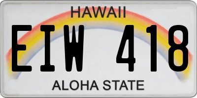 HI license plate EIW418