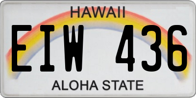 HI license plate EIW436