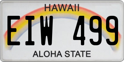 HI license plate EIW499