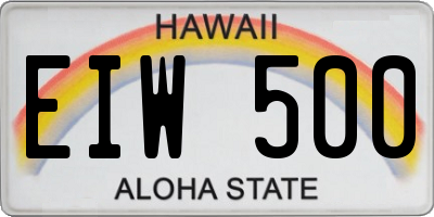 HI license plate EIW500