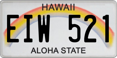 HI license plate EIW521