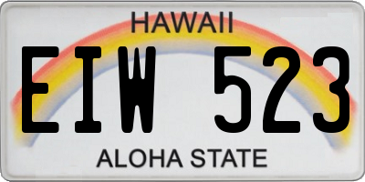 HI license plate EIW523