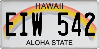 HI license plate EIW542