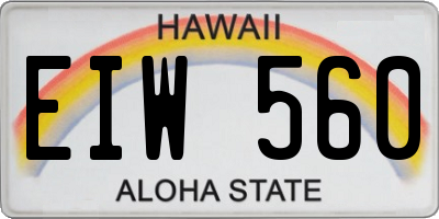 HI license plate EIW560