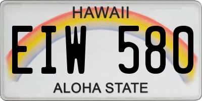 HI license plate EIW580