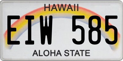 HI license plate EIW585