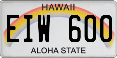 HI license plate EIW600