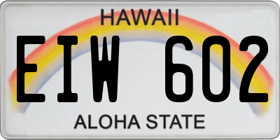 HI license plate EIW602