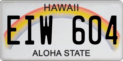 HI license plate EIW604