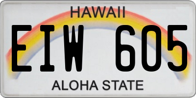 HI license plate EIW605