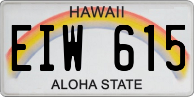HI license plate EIW615