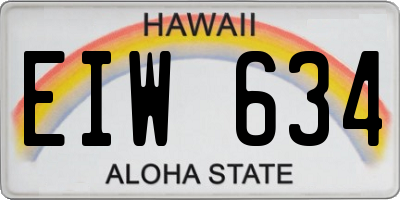 HI license plate EIW634