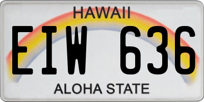 HI license plate EIW636