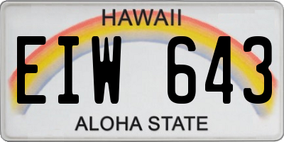 HI license plate EIW643