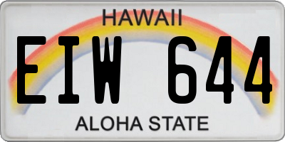 HI license plate EIW644