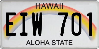 HI license plate EIW701