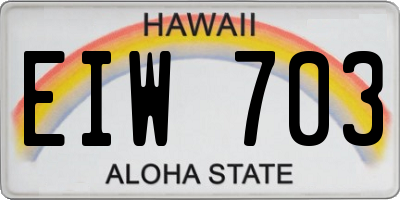 HI license plate EIW703