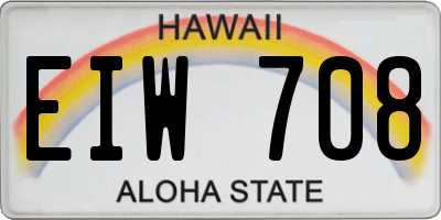 HI license plate EIW708