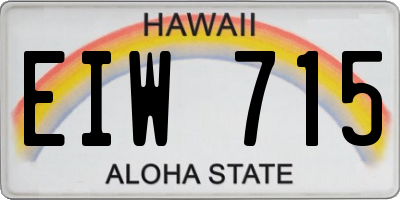HI license plate EIW715