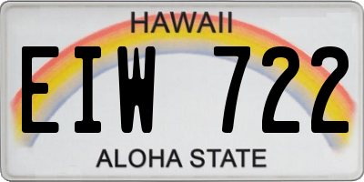 HI license plate EIW722