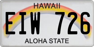HI license plate EIW726