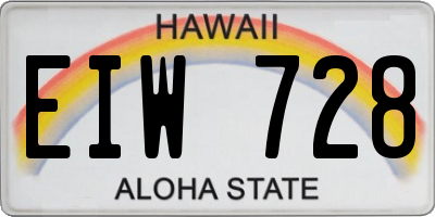 HI license plate EIW728