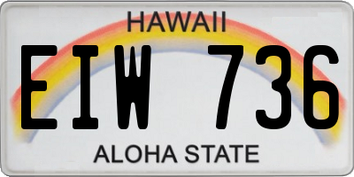 HI license plate EIW736