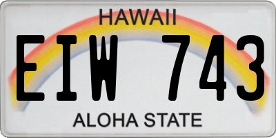 HI license plate EIW743