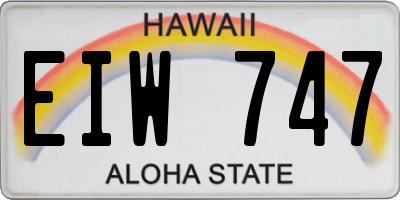 HI license plate EIW747