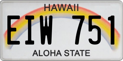 HI license plate EIW751