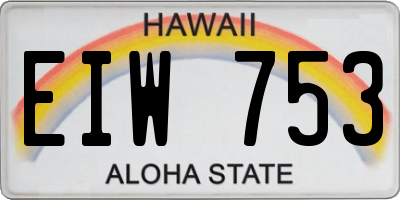 HI license plate EIW753