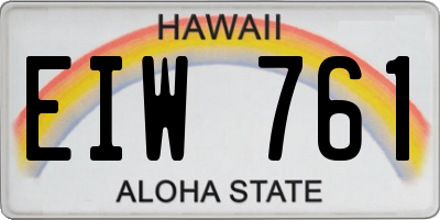 HI license plate EIW761