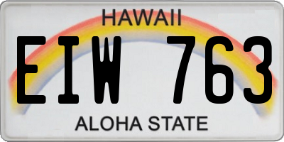 HI license plate EIW763