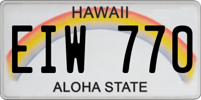 HI license plate EIW770