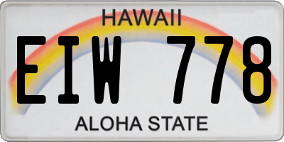 HI license plate EIW778