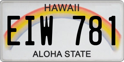 HI license plate EIW781