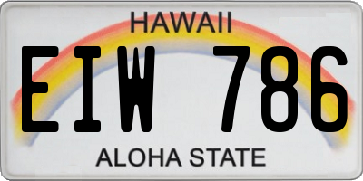 HI license plate EIW786