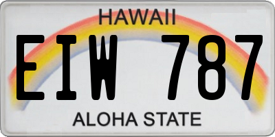 HI license plate EIW787