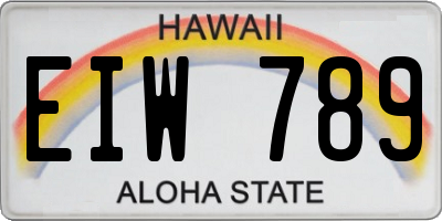 HI license plate EIW789