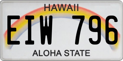 HI license plate EIW796