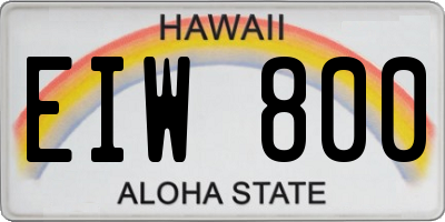 HI license plate EIW800