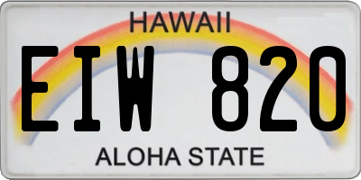 HI license plate EIW820