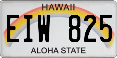HI license plate EIW825