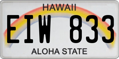 HI license plate EIW833