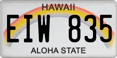 HI license plate EIW835