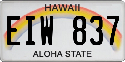 HI license plate EIW837